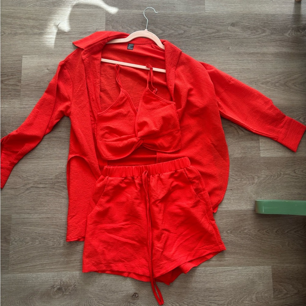 Never worn! Bright orange three piece set